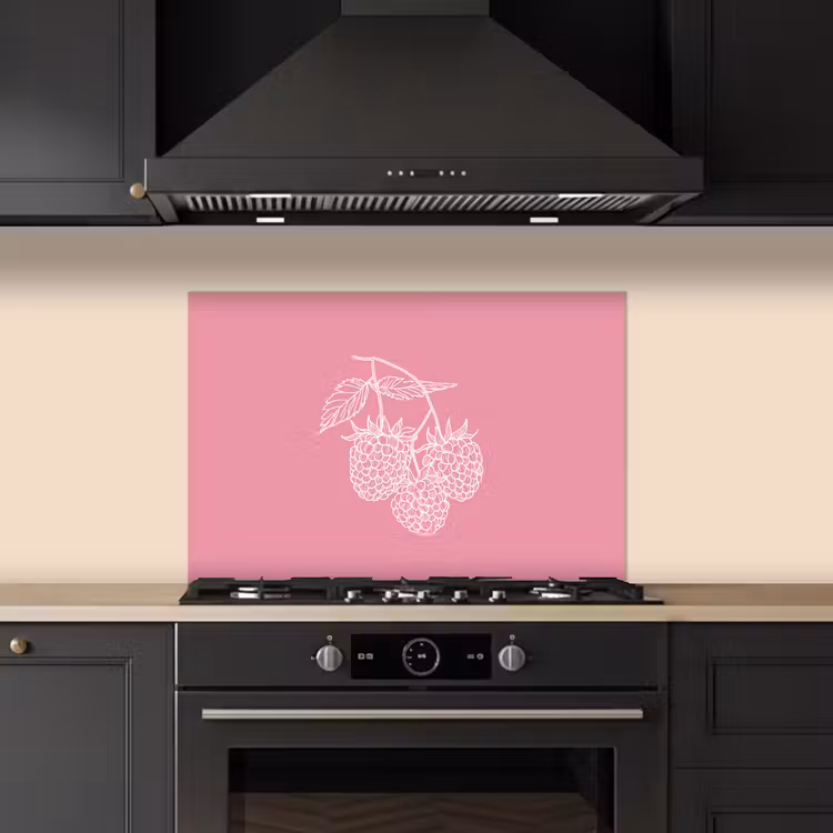 Spatscherm keuken - Frambozen - Steel - Getekend - Roze — 5