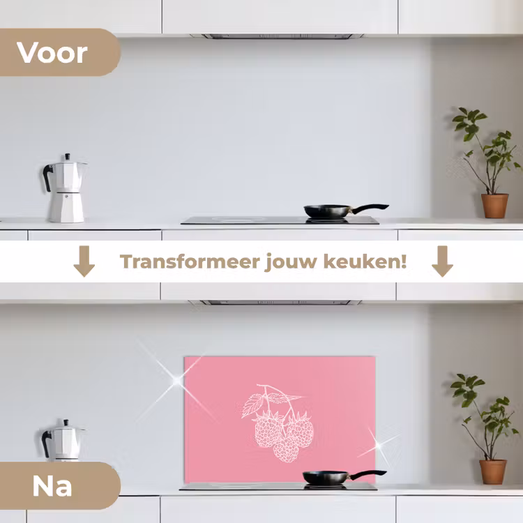 Spatscherm keuken - Frambozen - Steel - Getekend - Roze — 7