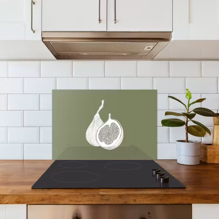 Spatscherm keuken - Vijgen - Minimalistisch - Getekend - Mosgroen — 3