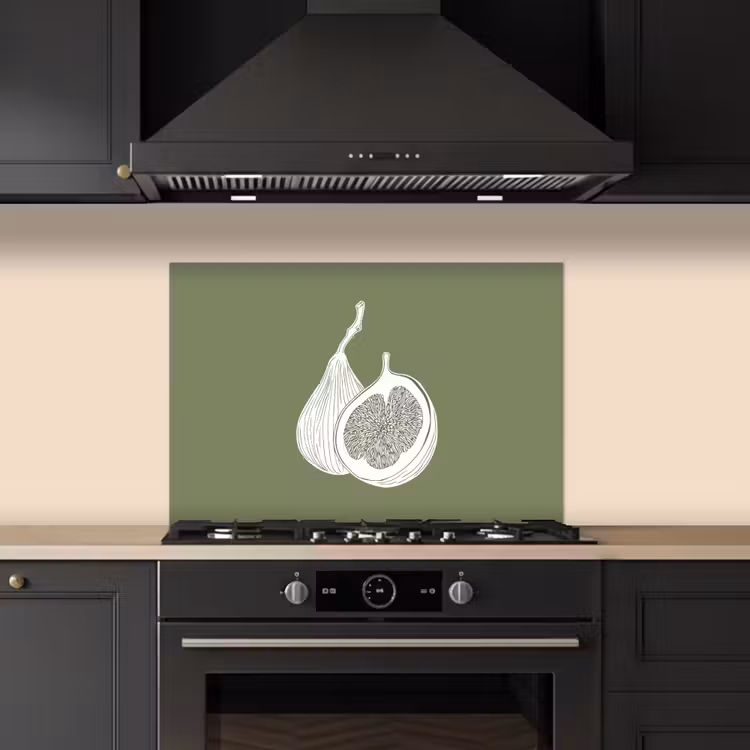 Spatscherm keuken - Vijgen - Minimalistisch - Getekend - Mosgroen — 5