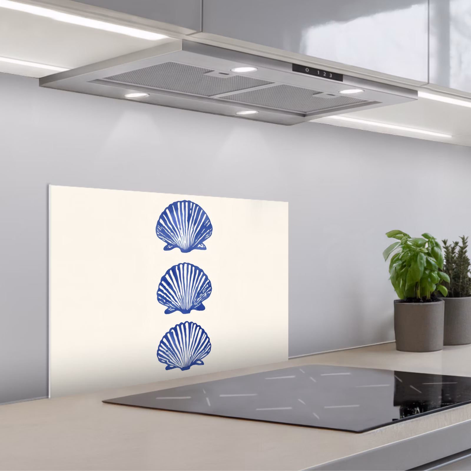 Spatscherm keuken - Schelpen - Blauw - Patroon — 1