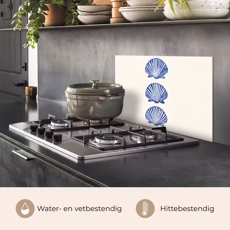 Spatscherm keuken - Schelpen - Blauw - Patroon — 2