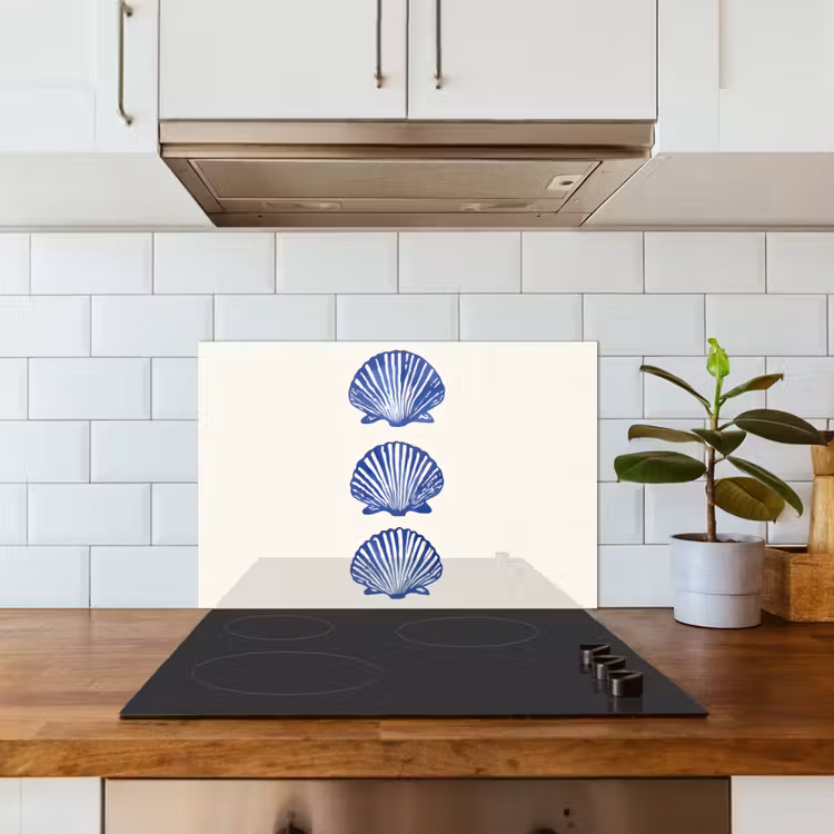 Spatscherm keuken - Schelpen - Blauw - Patroon — 3