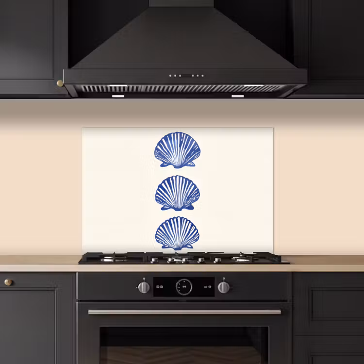 Spatscherm keuken - Schelpen - Blauw - Patroon — 5