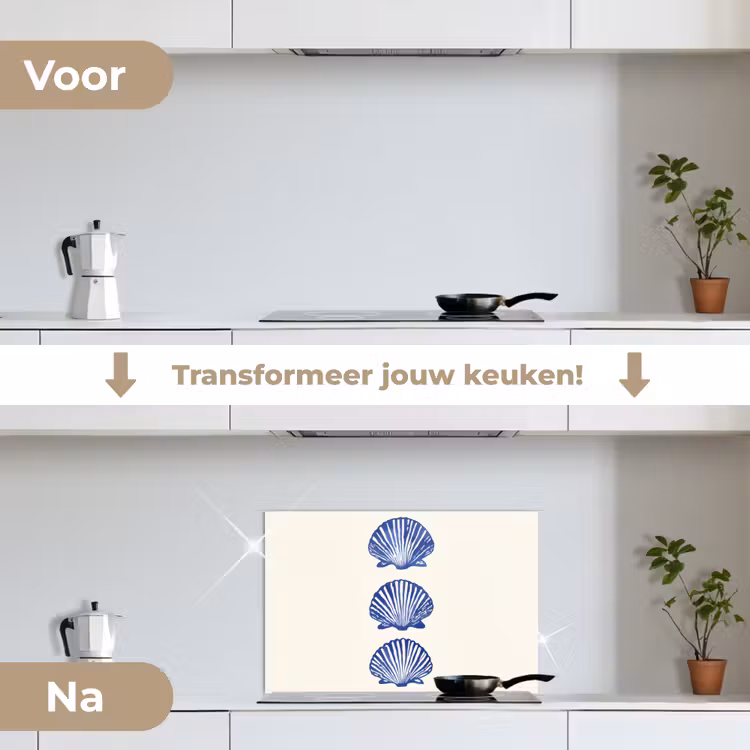 Spatscherm keuken - Schelpen - Blauw - Patroon — 7