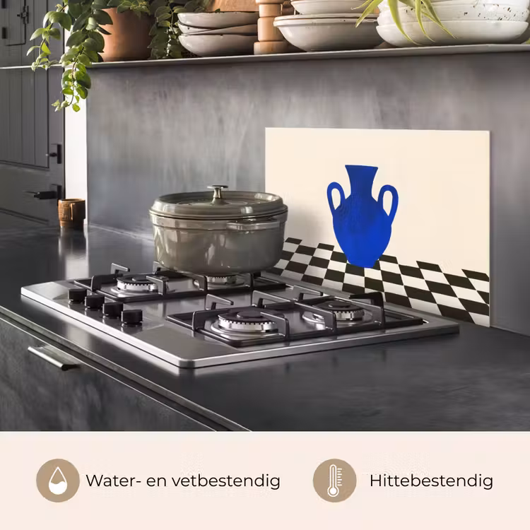 Spatscherm keuken - Vaas - Blauw - Geblokt - Modern — 2