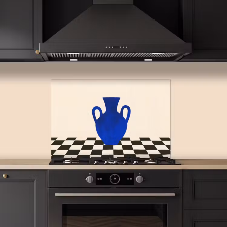 Spatscherm keuken - Vaas - Blauw - Geblokt - Modern — 5