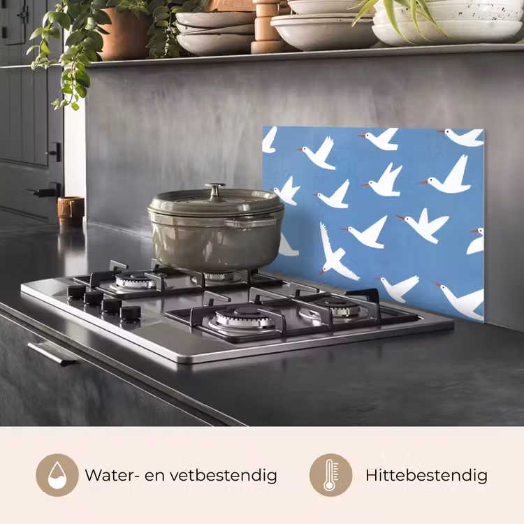 Spatscherm keuken - Vogels - Wit - Patroon — 2