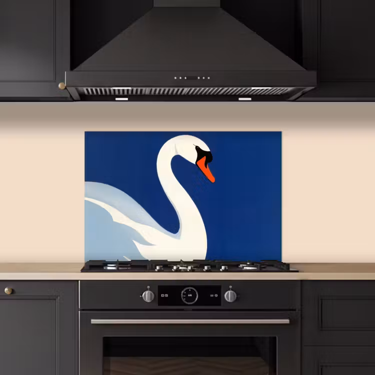Spatscherm keuken - Zwaan - Wit - Snavel - Illustratie — 5