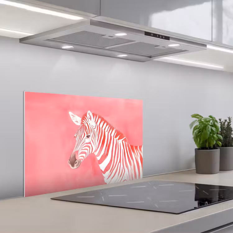 Spatscherm keuken - Zebra - Pink - Verf — 1