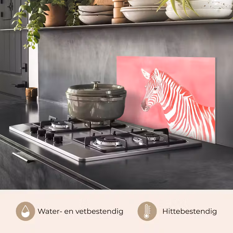 Spatscherm keuken - Zebra - Pink - Verf — 2
