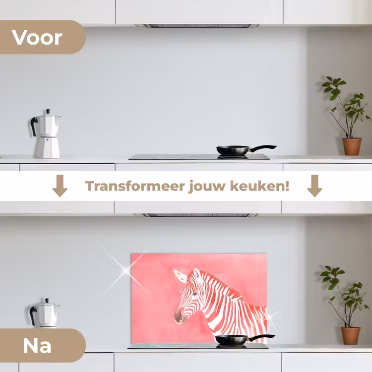Spatscherm keuken - Zebra - Pink - Verf — 7