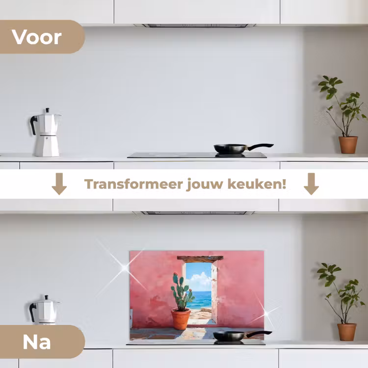 Spatscherm keuken - Zee - Roze - Cactus — 7