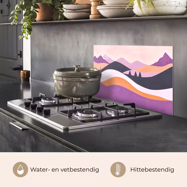 Spatscherm keuken - Abstract - Heuvels - Bomen - Groen — 2
