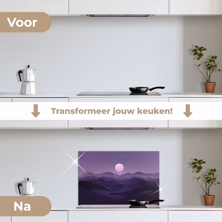 Spatscherm keuken - Heuvels - Paars - Mist - Zon — 7