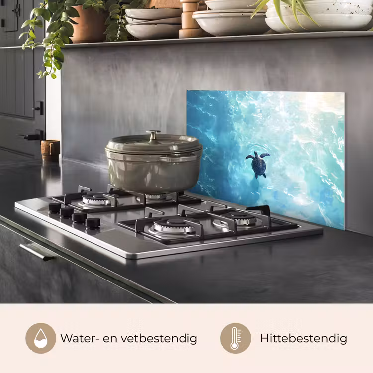 Spatscherm keuken - Schildpad - Zee - Blauw - Schittering — 2
