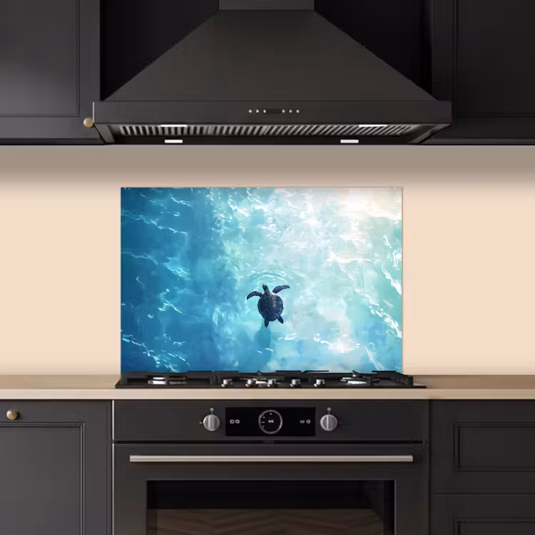 Spatscherm keuken - Schildpad - Zee - Blauw - Schittering — 5