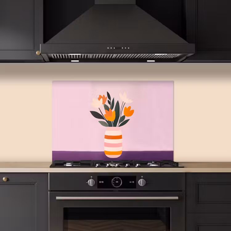 Spatscherm keuken - Tulpen - Vaas - Strepen - Paars — 5