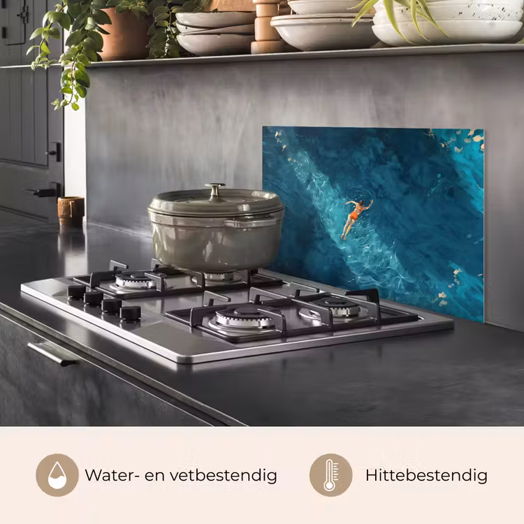 Spatscherm keuken - Vrouw - Water - Bikini - Oranje — 2