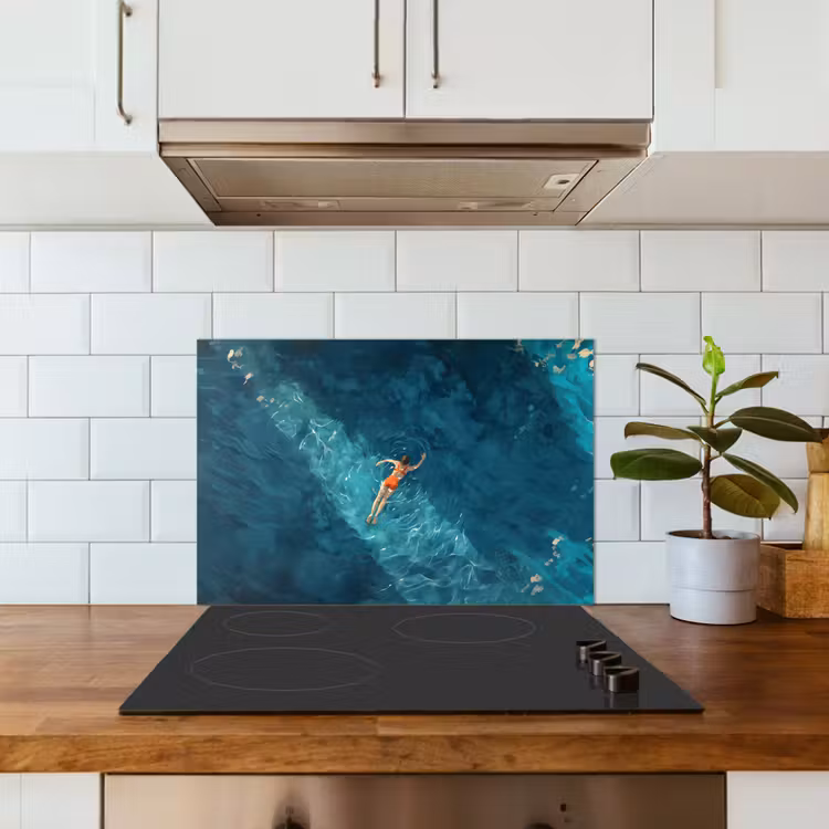 Spatscherm keuken - Vrouw - Water - Bikini - Oranje — 3