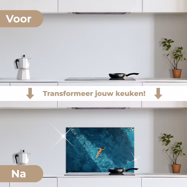 Spatscherm keuken - Vrouw - Water - Bikini - Oranje — 7