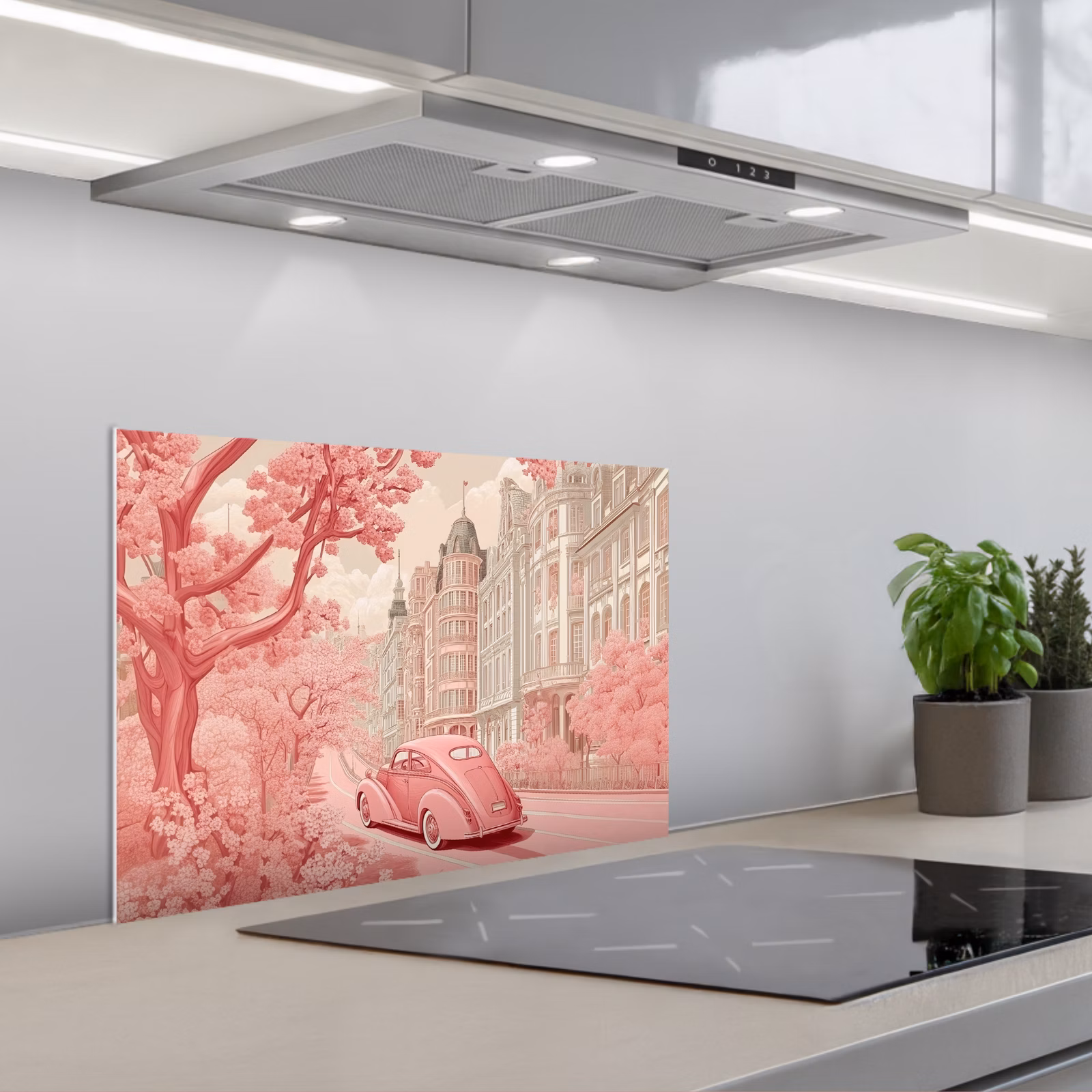 Spatscherm keuken - City - Car - Pink — 1