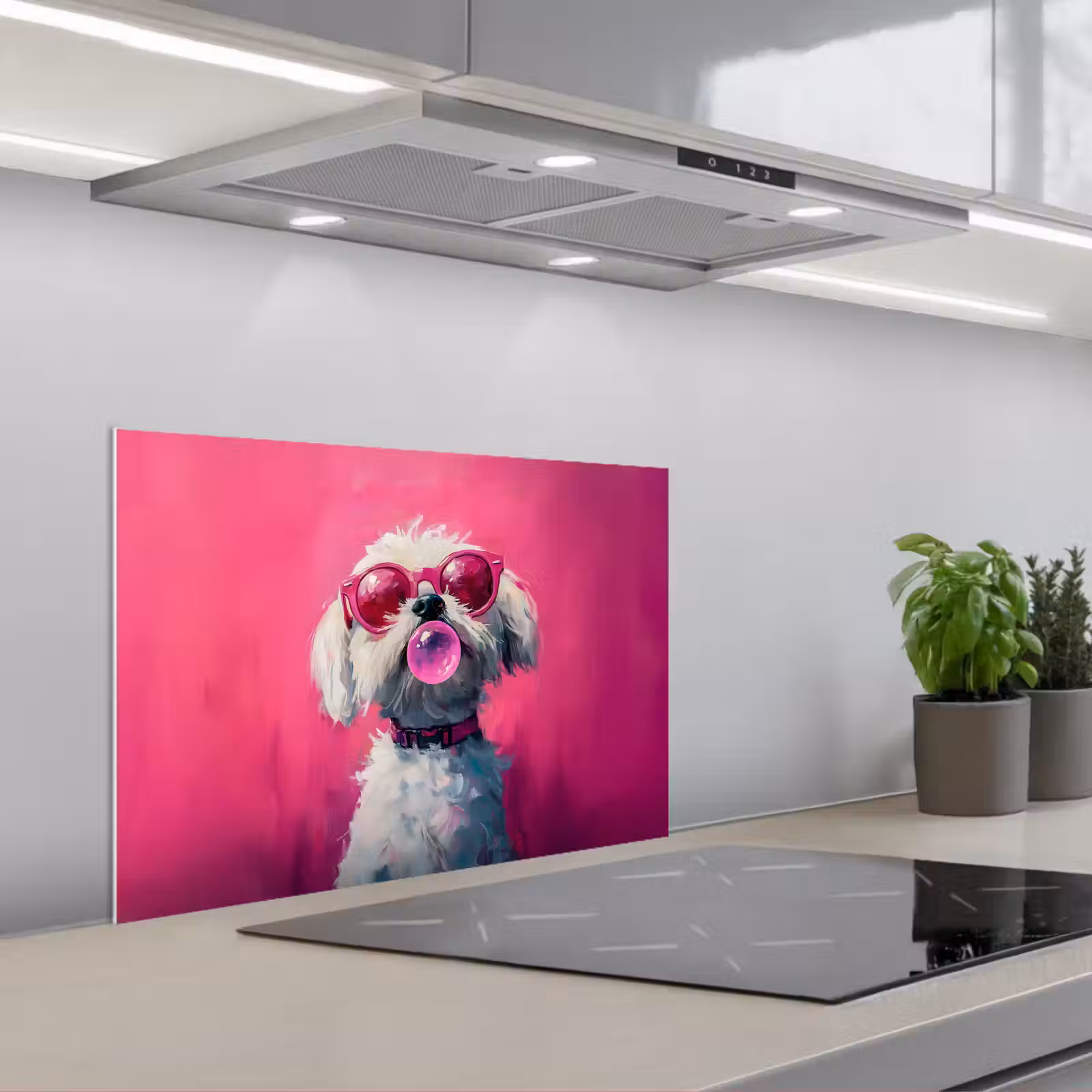 Spatscherm keuken - Pink - Hond - Bubbel — 1