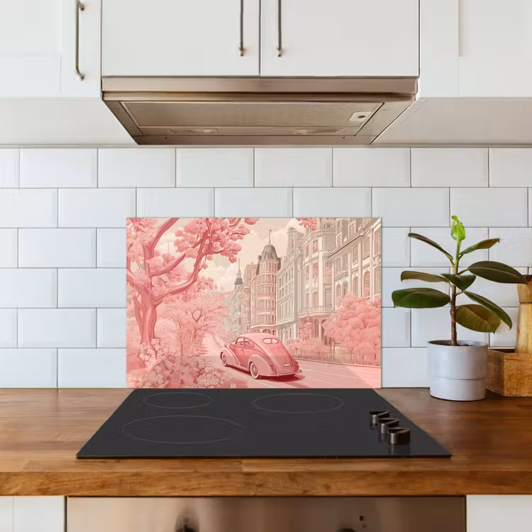 Spatscherm keuken - City - Car - Pink — 3
