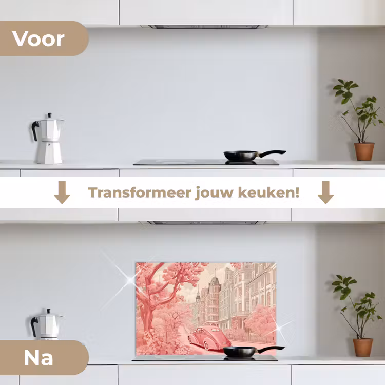 Spatscherm keuken - City - Car - Pink — 7
