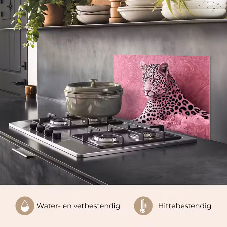 Spatscherm keuken - Panter - Luxe - Roze — 2