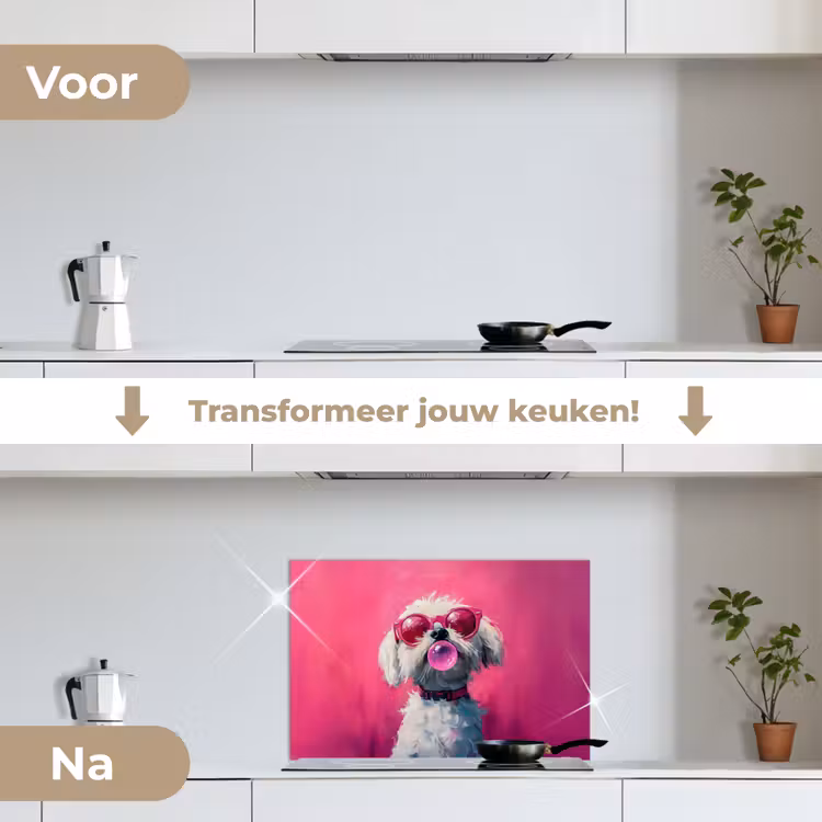 Spatscherm keuken - Pink - Hond - Bubbel — 7