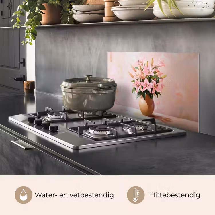 Spatscherm keuken - Vaas - Bloemen - Roze — 2