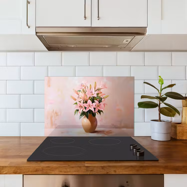 Spatscherm keuken - Vaas - Bloemen - Roze — 3