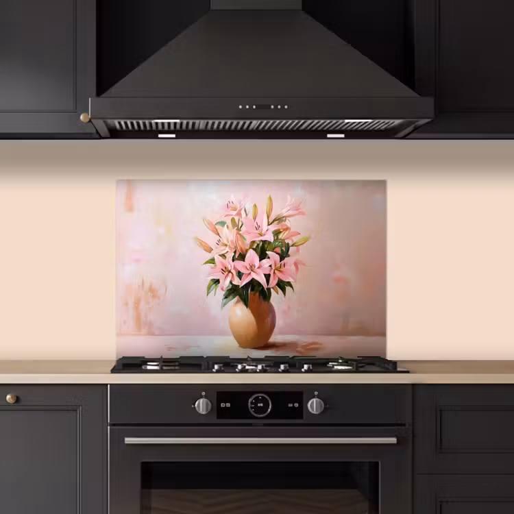 Spatscherm keuken - Vaas - Bloemen - Roze — 5