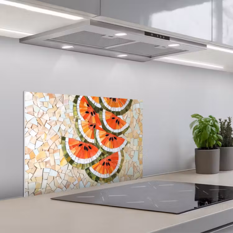 Spatscherm keuken - Mozaïek - Watermeloen - Rood - Pitten — 1