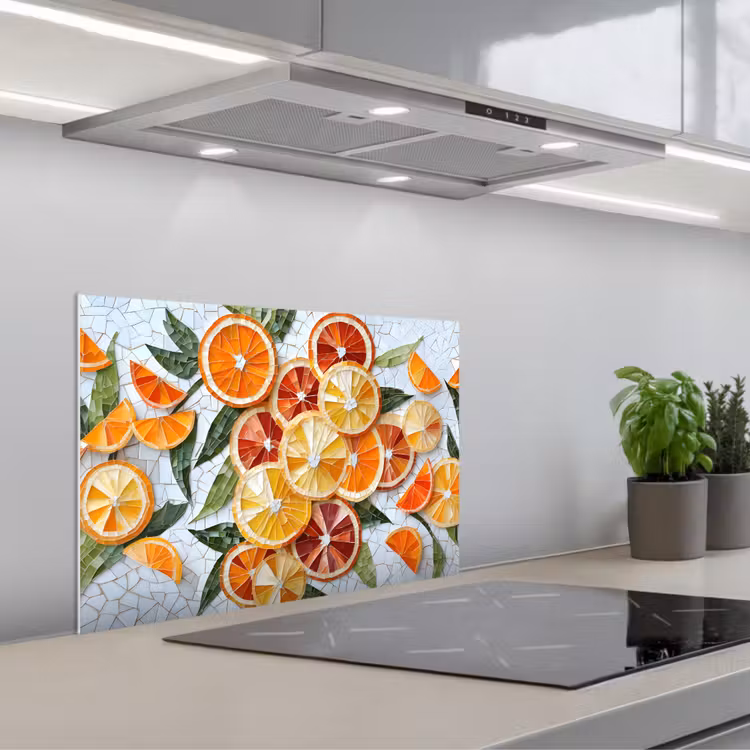 Spatscherm keuken - Schijfjes - Fruit - Oranje - Mozaïek — 1