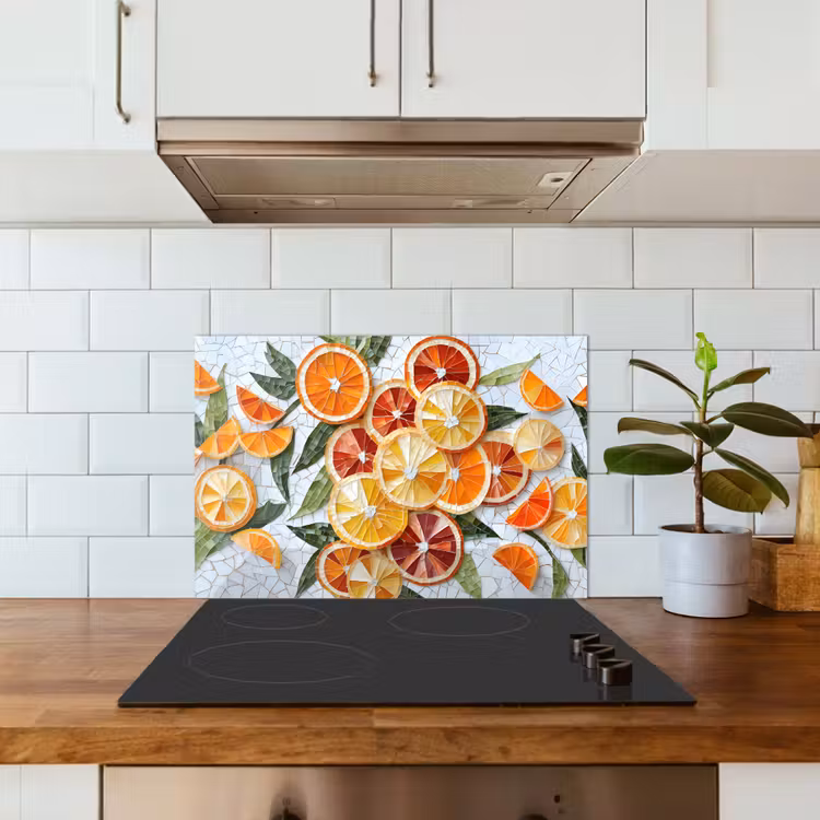 Spatscherm keuken - Schijfjes - Fruit - Oranje - Mozaïek — 3