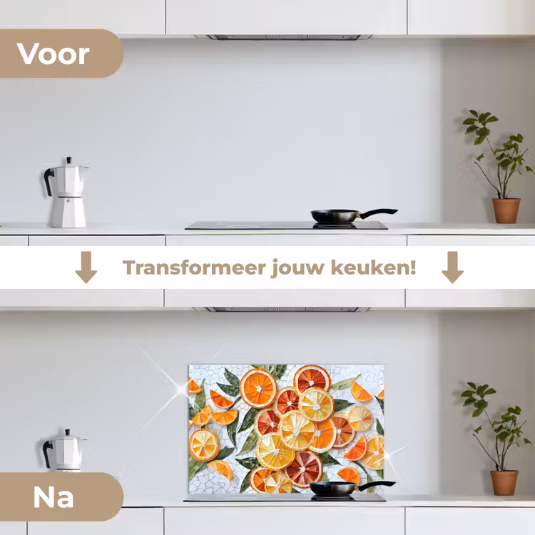 Spatscherm keuken - Schijfjes - Fruit - Oranje - Mozaïek — 7