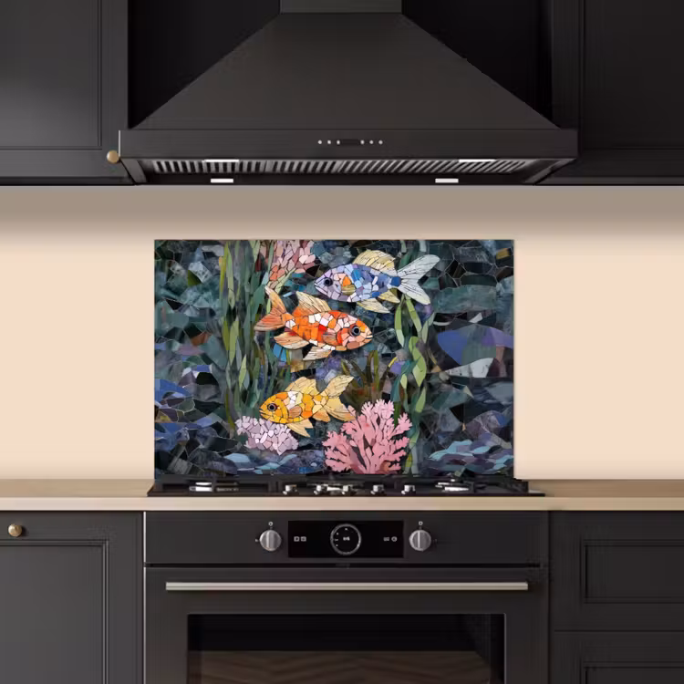 Spatscherm keuken - Vissen - Koraal - Zee - Mozaïek — 5