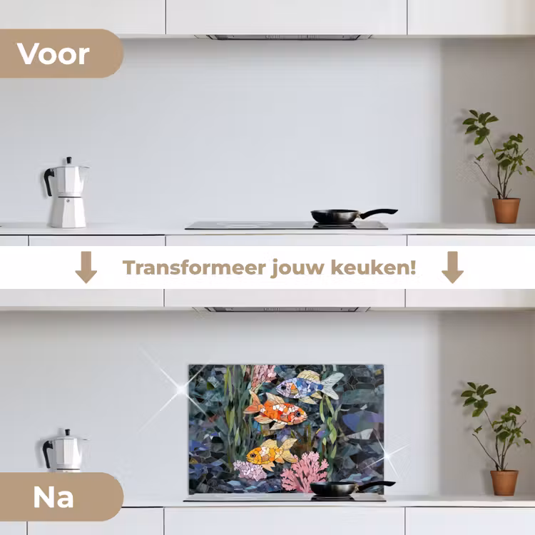 Spatscherm keuken - Vissen - Koraal - Zee - Mozaïek — 7