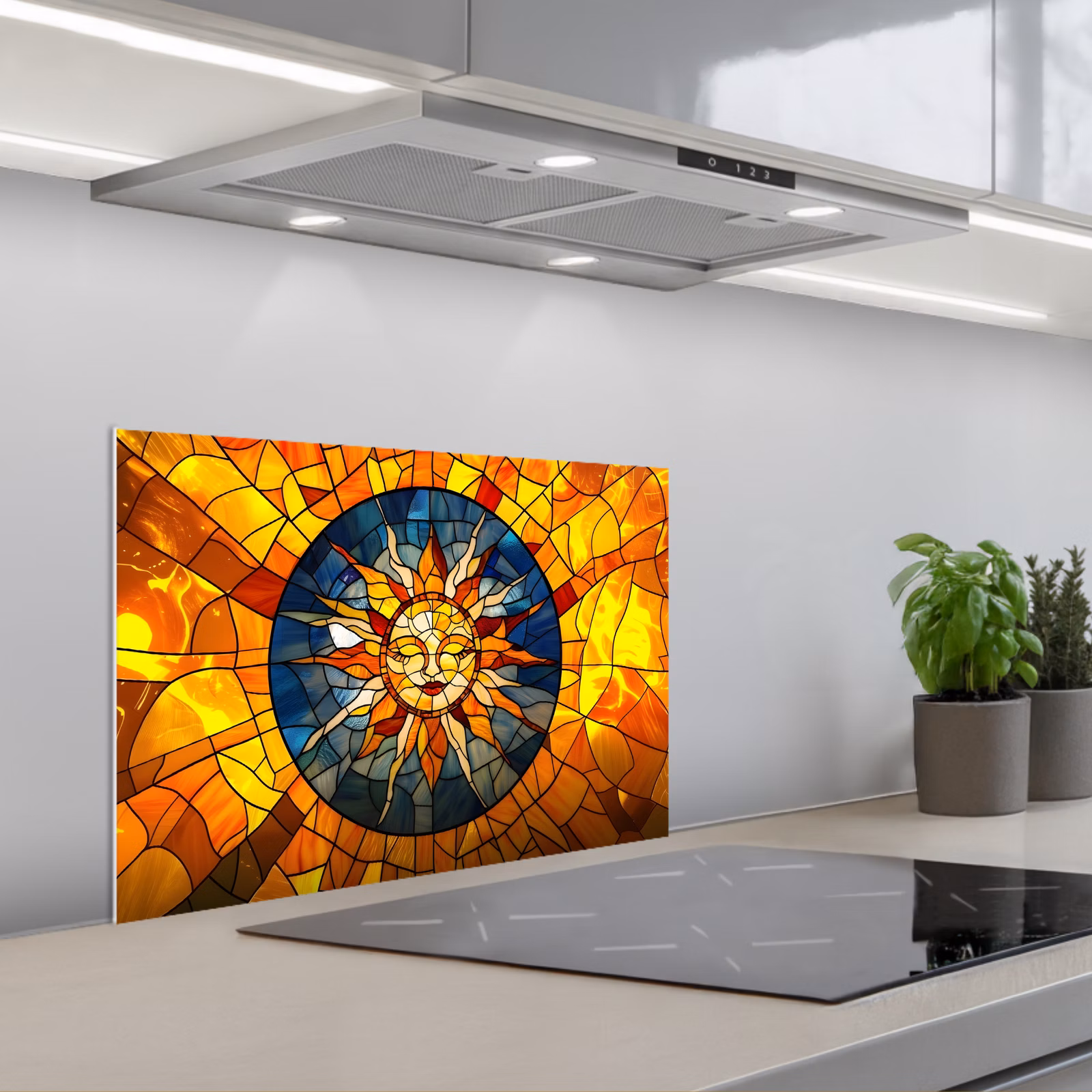 Spatscherm keuken - Mozaïek - Zon - Geel - Cirkel — 1
