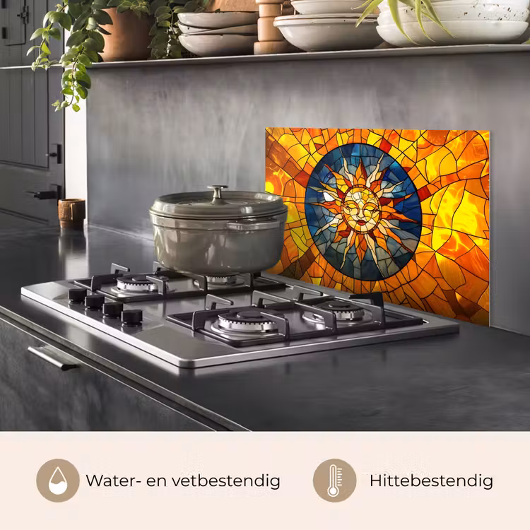 Spatscherm keuken - Mozaïek - Zon - Geel - Cirkel — 2