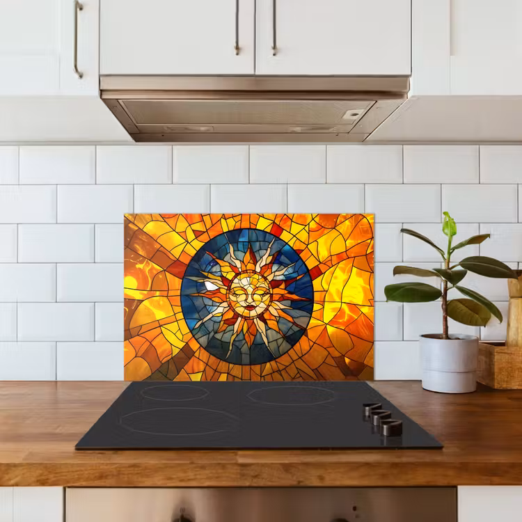 Spatscherm keuken - Mozaïek - Zon - Geel - Cirkel — 3