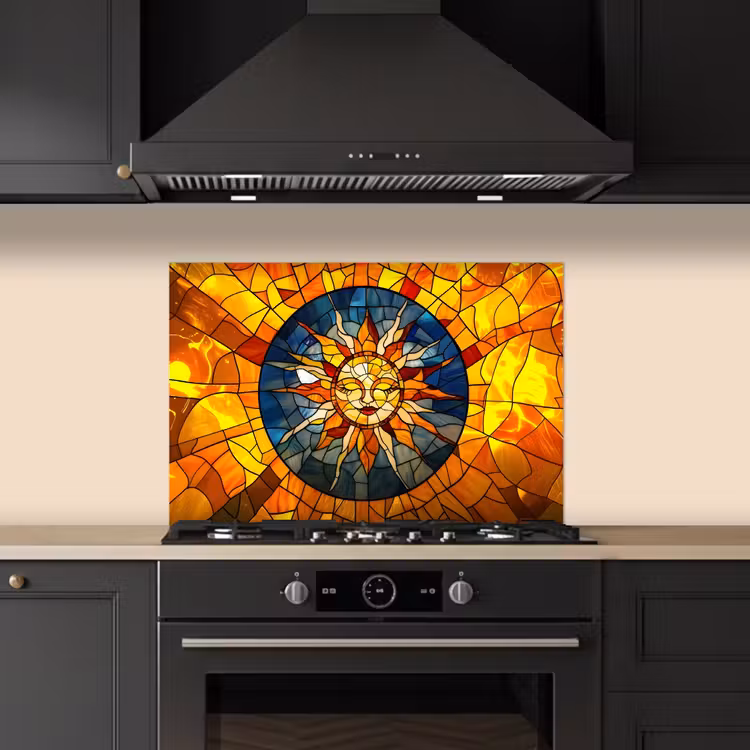 Spatscherm keuken - Mozaïek - Zon - Geel - Cirkel — 5