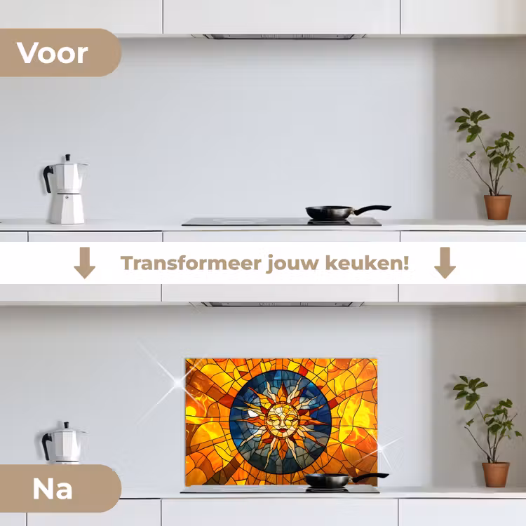 Spatscherm keuken - Mozaïek - Zon - Geel - Cirkel — 7