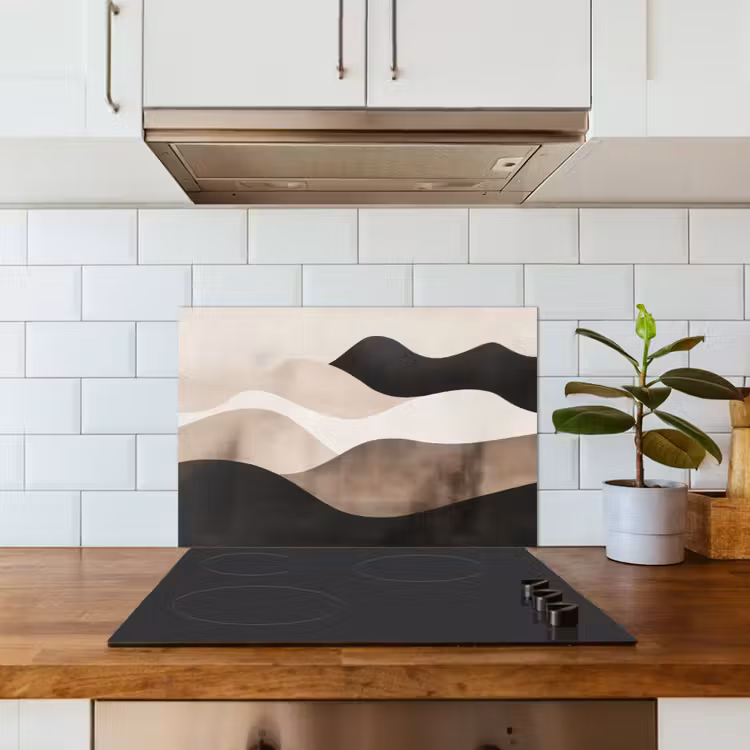 Spatscherm keuken - Abstract - Landschap - Golven - Crèmekleur — 3
