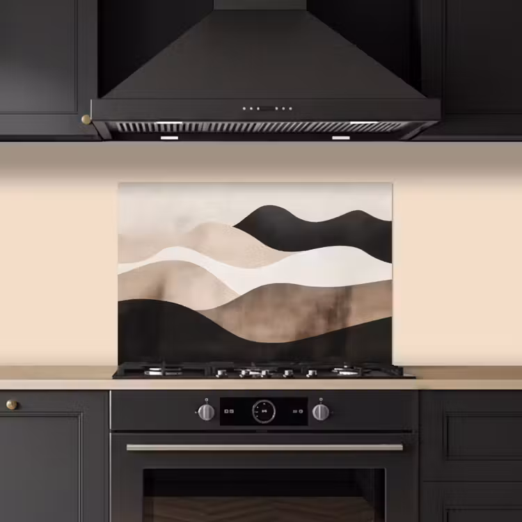 Spatscherm keuken - Abstract - Landschap - Golven - Crèmekleur — 5