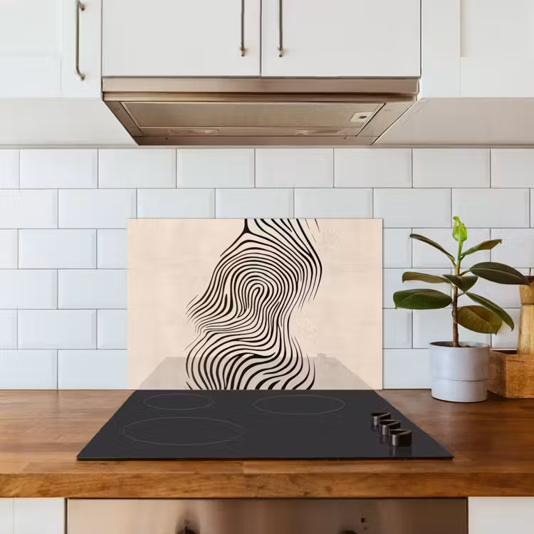 Spatscherm keuken - Lijnen - Abstract - Golvend - Zwart — 3