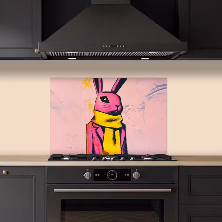 Spatscherm keuken - Abstract - Konijn - Sjaal - Geel — 5