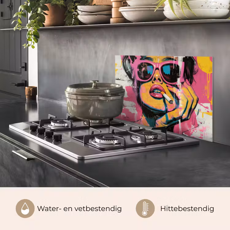 Spatscherm keuken - Portret - Vrouw - Abstract - Zonnebril — 2
